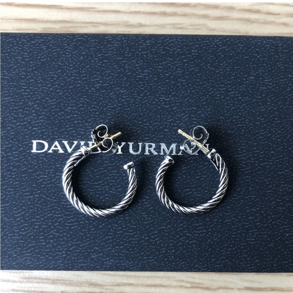 David Yurman Sterling Cable Hoop Earrings - Silver